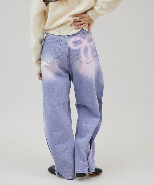 JOINT WORKS(ジョイントワークス)の「Kr バックリボンスプレーデニム(デニムパンツ・レディース・サックスブルー/ブラック・SMALL/MEDIUM)」の10枚目の写真