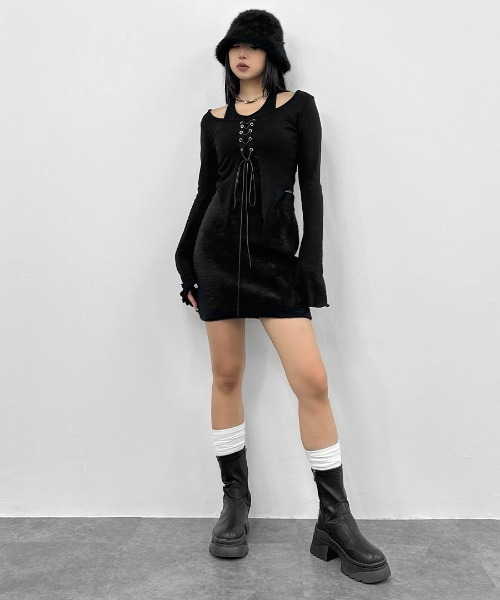 LVEU.】レースアップレイヤードトップス / トップス カットソー