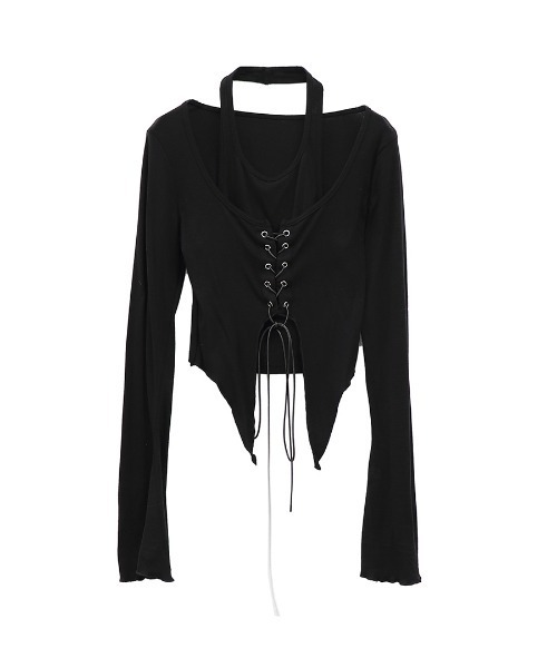 LVEU.】レースアップレイヤードトップス / トップス カットソー