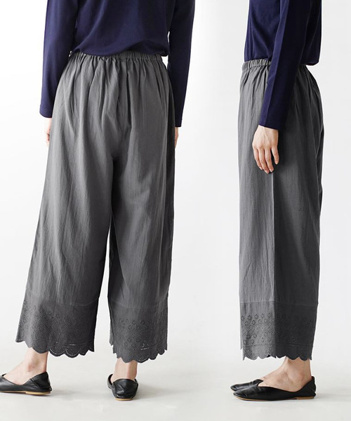 e-zakkamania stores(イーザッカマニアストアーズ)の「パンチングレース コットンペチパンツ(その他パンツ・レディース・グレー/ブラック/ホワイト・フリー)」の9枚目の写真