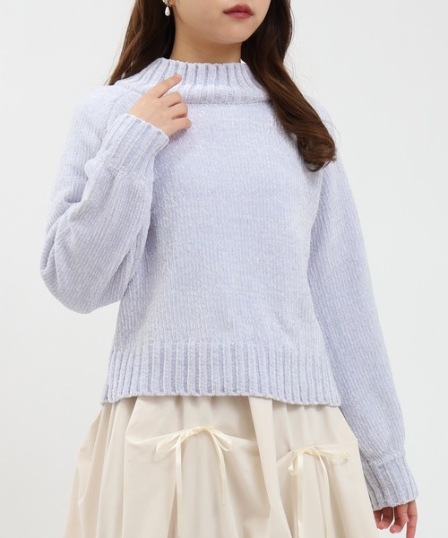 ASTORIA ODIER(アストリアオディール)の「ベロアモールモックネックプルオーバー(ニット/セーター・レディース・ピンクベージュ/サックスブルー/ホワイト/ブラック・MEDIUM)」の13枚目の写真