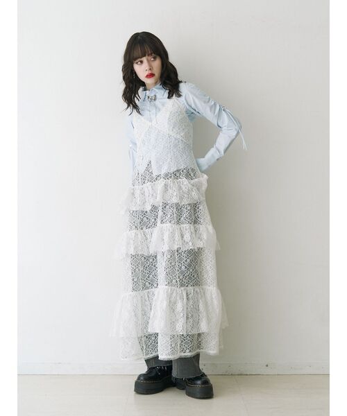 jouetie(ジュエティ)の「ティアードフリルランジェリーワンピース(ワンピース・レディース・オフホワイト/ブルー/ブラック・MEDIUM)」の14枚目の写真