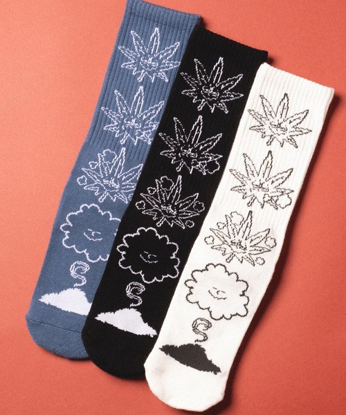 HUF(ハフ)の「SELF DESTRUCTION BUDDY SOCKS / HUF ハフ ソックス 靴下(ソックス/靴下・メンズ・ブルー系その他/オフホワイト/ブラック・O/S)」の7枚目の写真