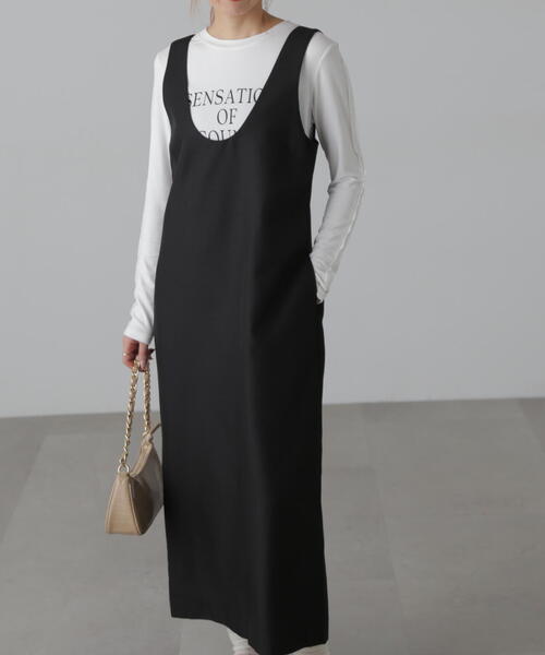 FREE'S MART（フリーズマート）の「深Uネックジャンスカ（ジャンパースカート・レディース・ブラック/ブラウン・MEDIUM/SMALL）」の2枚目の写真