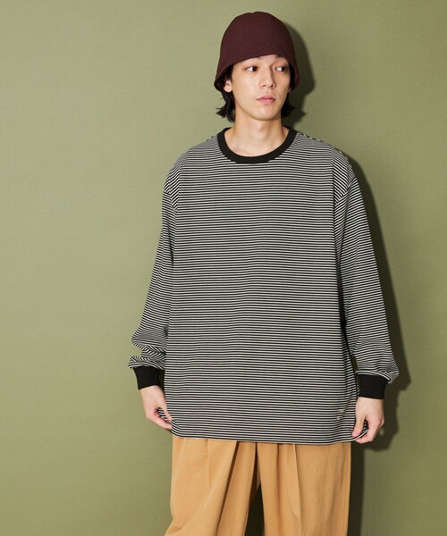 CITEN（シテン）の「＜CITEN＞リップルボーダーロンT（Tシャツ/カットソー・メンズ・ブラック/オフホワイト・L/M）」の11枚目の写真