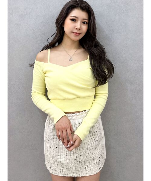 GYDA(ジェイダ)の「カシュクールデザインオフショルトップス(Tシャツ/カットソー・レディース・ライトイエロー/オフホワイト/ブラック・FREE)」の22枚目の写真