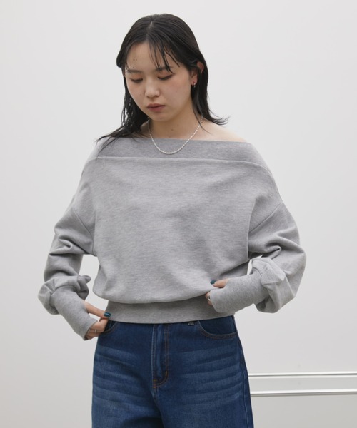 Aunt Marie's(アントマリーズ)の「ボリュームスリーブオフショルダースウェット(スウェット・レディース・チャコールグレー/グレー・FREE)」の12枚目の写真