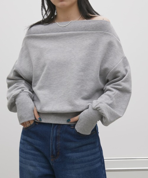 Aunt Marie's(アントマリーズ)の「ボリュームスリーブオフショルダースウェット(スウェット・レディース・チャコールグレー/グレー・FREE)」の15枚目の写真