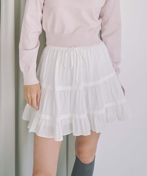 archives（アルシーヴ）の「【25ss】２ｗａｙティアードミニスカート（スカート・レディース・オフホワイト/ブラック・MEDIUM）」の2枚目の写真