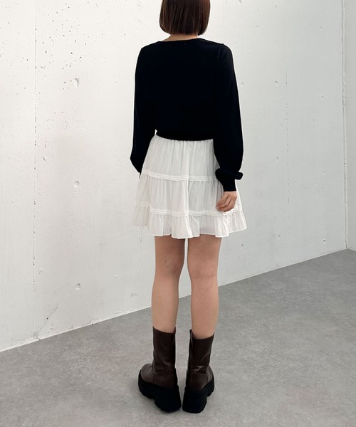 archives（アルシーヴ）の「【25ss】２ｗａｙティアードミニスカート（スカート・レディース・オフホワイト/ブラック・MEDIUM）」の10枚目の写真