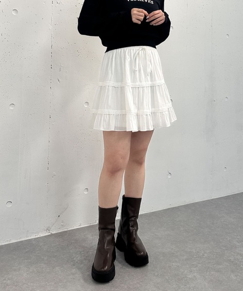 archives（アルシーヴ）の「【25ss】２ｗａｙティアードミニスカート（スカート・レディース・オフホワイト/ブラック・MEDIUM）」の3枚目の写真