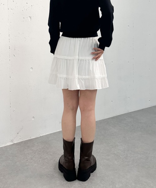 archives（アルシーヴ）の「【25ss】２ｗａｙティアードミニスカート（スカート・レディース・オフホワイト/ブラック・MEDIUM）」の6枚目の写真