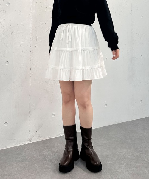 archives（アルシーヴ）の「【25ss】２ｗａｙティアードミニスカート（スカート・レディース・オフホワイト/ブラック・MEDIUM）」の4枚目の写真
