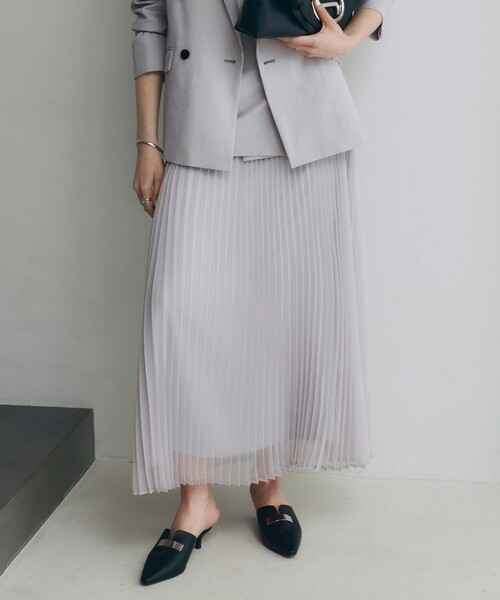 ICB(アイシービー)の「【洗える】LooseWeave ドッキングプリーツスカート(スカート・レディース・ライトイエロー系/グレー系・0/2/4/6)」の1枚目の写真