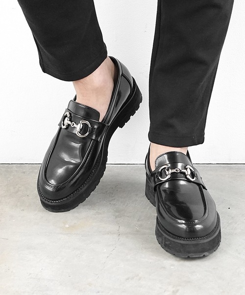 MinoriTY】シンセティックガラスPUレザービットローファー シューズ