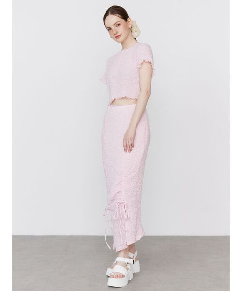 CALNAMUR(カルナムール)の「SHINY TEXTURE CROPPED PO/シャイニーテクスチャークロップドプルオーバー(Tシャツ/カットソー・レディース・ピンク/ブルー/ライトイエロー・FREE)」の20枚目の写真