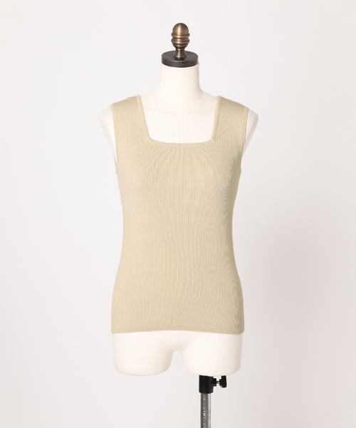 JOURNAL STANDARD relume（ジャーナルスタンダード　レリューム）の「《追加》Vis/Polyスクエアネックリブタンクトップ（タンクトップ・レディース・ホワイト/ブラック/ブラウン/ベージュ系その他・FREE）」の6枚目の写真