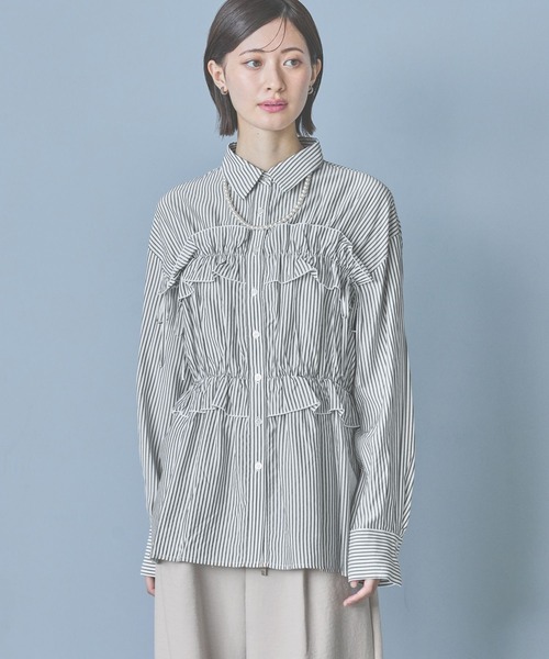 LAKOLE(ラコレ)の「ストライプフリルシャツ / 292594(シャツ/ブラウス・レディース・イエロー/グレー/ピンク/サックスブルー・LARGE/MEDIUM)」の17枚目の写真