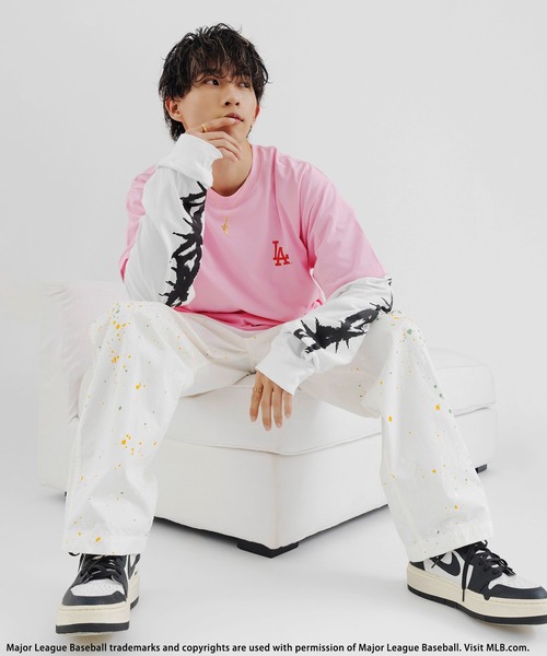 tシャツ 「平野莉玖コラボ」「MLB」photoTシャツ レディース メンズ 平野莉玖コラボ】【MLB】photoTシャツ BACK TO THE FIELD