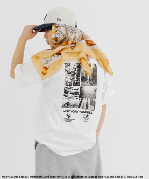 tシャツ 「平野莉玖コラボ」「MLB」photoTシャツ レディース メンズ 平野莉玖コラボ】【MLB】photoTシャツ BACK TO THE FIELD
