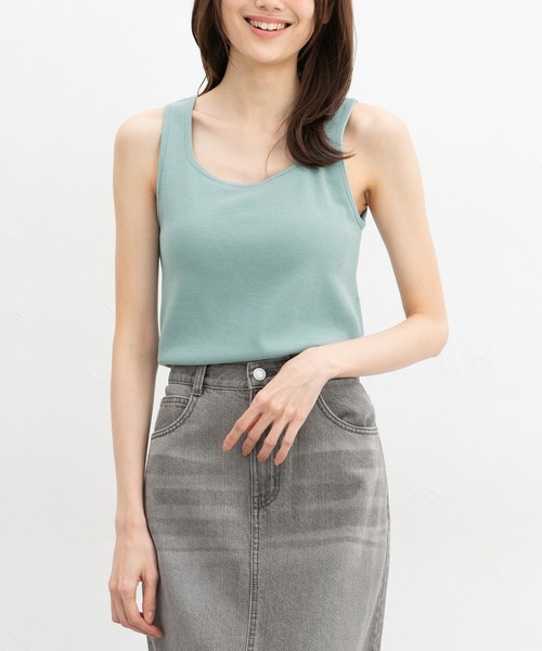 Honeys（ハニーズ）の「【ＵＶカット・吸水速乾】カップ付スクエアタンクトップ（タンクトップ・レディース・モカ/サックスブルー/ブラック/オフホワイト/ベージュ系その他・L/LL/M/S）」の5枚目の写真