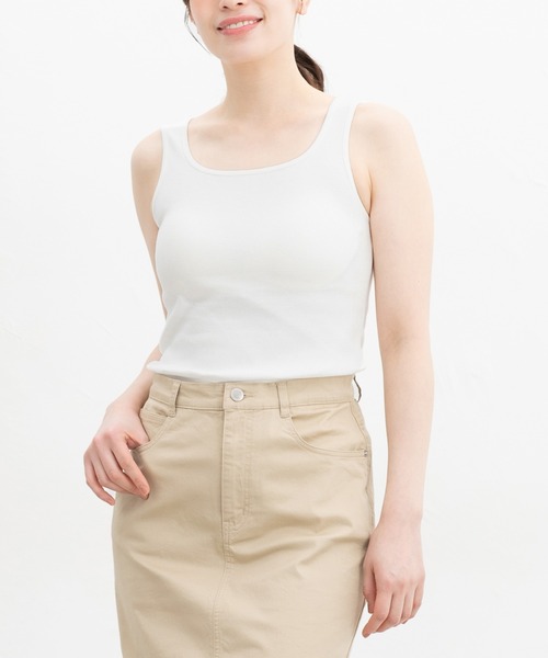 Honeys（ハニーズ）の「【ＵＶカット・吸水速乾】カップ付スクエアタンクトップ（タンクトップ・レディース・モカ/サックスブルー/ブラック/オフホワイト/ベージュ系その他・L/LL/M/S）」の8枚目の写真