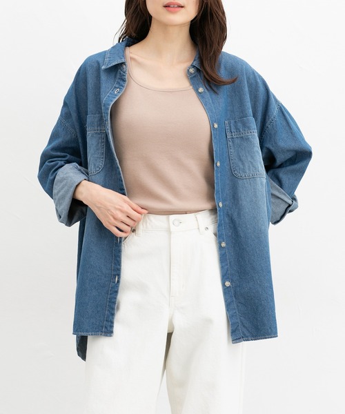 Honeys（ハニーズ）の「【ＵＶカット・吸水速乾】カップ付スクエアタンクトップ（タンクトップ・レディース・モカ/サックスブルー/ブラック/オフホワイト/ベージュ系その他・L/LL/M/S）」の20枚目の写真