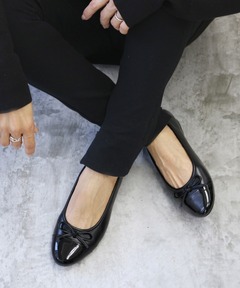 【美品】E.PORSELLI×FRAMeWORK 別注バレエシューズ ブラック PORSELLI/ポルセリ 別注ゴムストラップバレエシューズ（バレエ