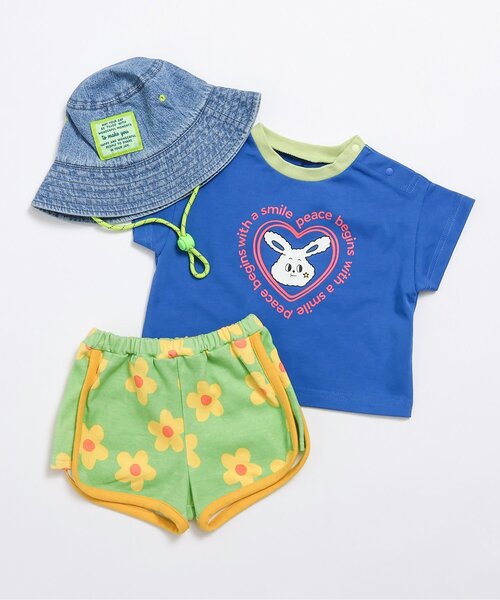 BREEZE（ブリーズ）の「【Bpop】総柄ベビーアウトドアハット（ハット・キッズ・アイボリー/ブルー・46/48）」の7枚目の写真