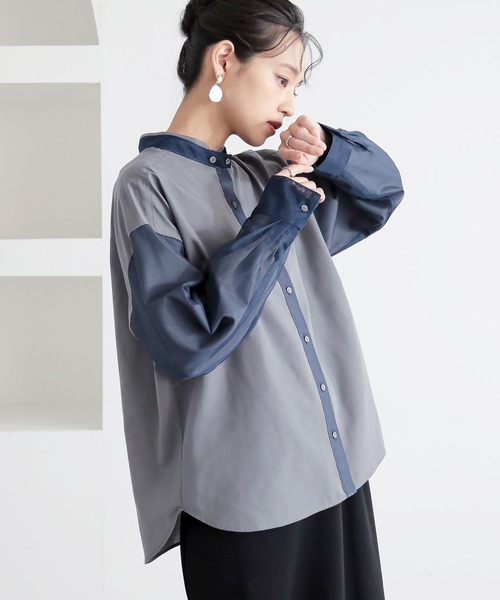 n'OrLABEL（ノアールレーベル）の「『チュールレイヤードブラウス』（シャツ/ブラウス・レディース・グレー/ライトグリーン/ネイビー・2/1）」の3枚目の写真