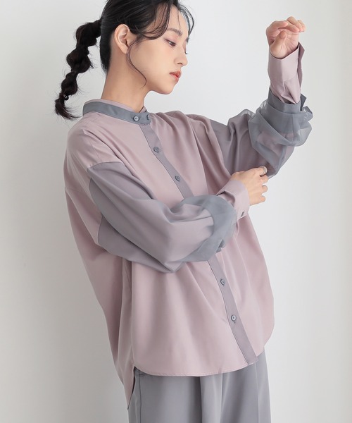 n'OrLABEL（ノアールレーベル）の「『チュールレイヤードブラウス』（シャツ/ブラウス・レディース・グレー/ライトグリーン/ネイビー・2/1）」の11枚目の写真