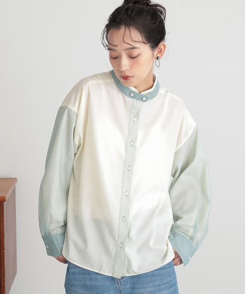 n'OrLABEL（ノアールレーベル）の「『チュールレイヤードブラウス』（シャツ/ブラウス・レディース・グレー/ライトグリーン/ネイビー・2/1）」の5枚目の写真