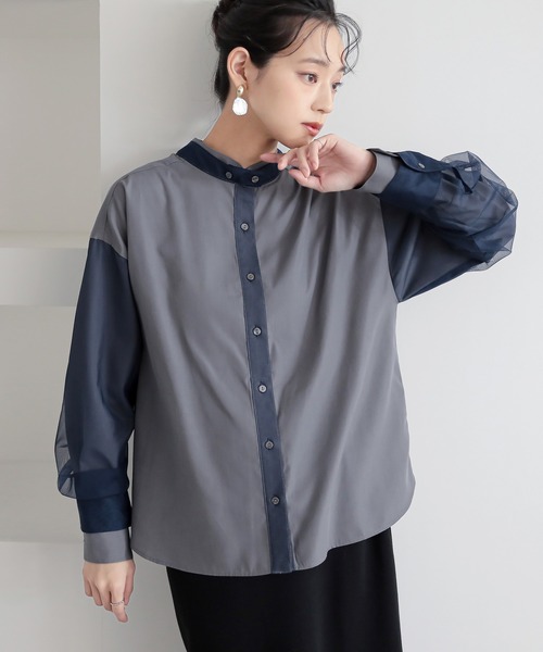 n'OrLABEL（ノアールレーベル）の「『チュールレイヤードブラウス』（シャツ/ブラウス・レディース・グレー/ライトグリーン/ネイビー・2/1）」の7枚目の写真