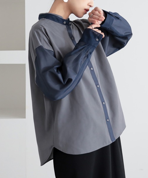 n'OrLABEL（ノアールレーベル）の「『チュールレイヤードブラウス』（シャツ/ブラウス・レディース・グレー/ライトグリーン/ネイビー・2/1）」の8枚目の写真