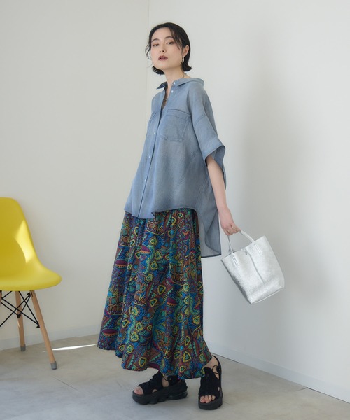 Dignite Collier シアーデニムワイドシャツ（シャツ/ブラウス