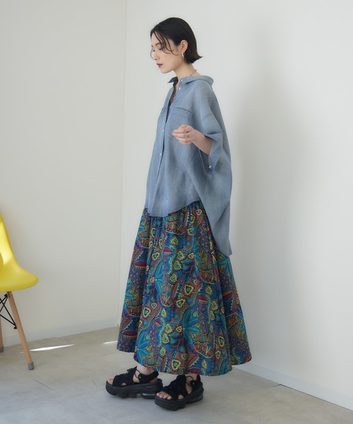 Paradise Picnic（パラダイスピクニック）の「Dignite Collier シアーデニムワイドシャツ（シャツ/ブラウス・レディース・ネイビー/ブルー・FREE）」の9枚目の写真