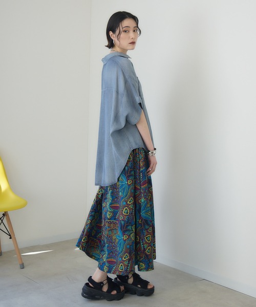 Paradise Picnic（パラダイスピクニック）の「Dignite Collier シアーデニムワイドシャツ（シャツ/ブラウス・レディース・ネイビー/ブルー・FREE）」の11枚目の写真