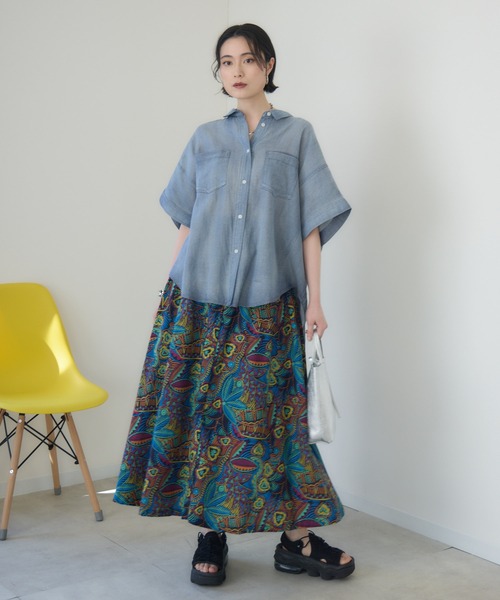 Paradise Picnic（パラダイスピクニック）の「Dignite Collier シアーデニムワイドシャツ（シャツ/ブラウス・レディース・ネイビー/ブルー・FREE）」の12枚目の写真