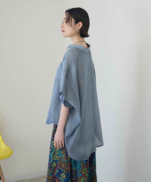 Dignite Collier シアーデニムワイドシャツ（シャツ/ブラウス