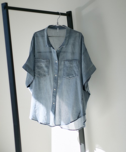 Paradise Picnic（パラダイスピクニック）の「Dignite Collier シアーデニムワイドシャツ（シャツ/ブラウス・レディース・ネイビー/ブルー・FREE）」の20枚目の写真