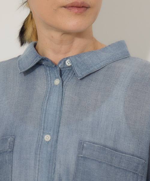 Paradise Picnic（パラダイスピクニック）の「Dignite Collier シアーデニムワイドシャツ（シャツ/ブラウス・レディース・ネイビー/ブルー・FREE）」の21枚目の写真