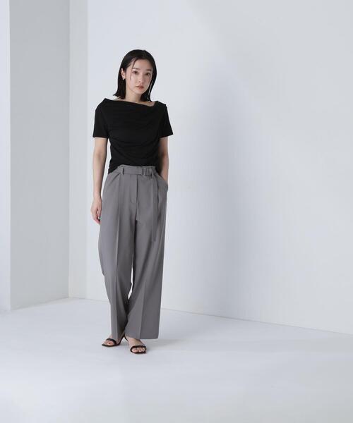 NATURAL BEAUTY BASIC(ナチュラルビューティーベーシック)の「◇ドレープデザイントップス(Tシャツ/カットソー・レディース・ブラウン/ブラック/オフホワイト・FREE)」の7枚目の写真