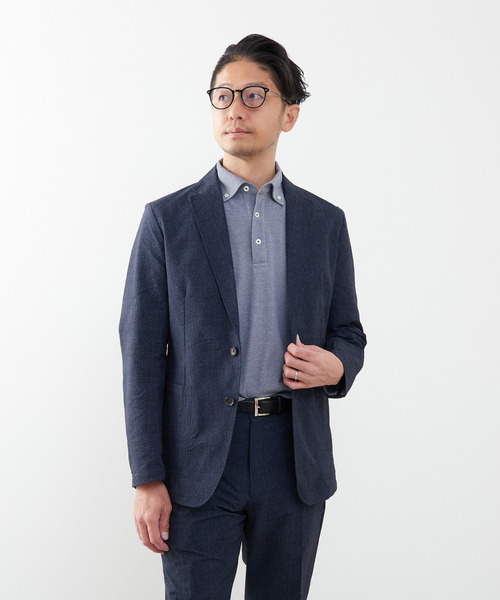 MEN'S MELROSE（メンズメルローズ）の「プリントテックサッカーイージージャケット(セットアップ可)（テーラードジャケット・メンズ・チャコールグレー/ライトグレー/ベージュ/ネイビー・3/4/5）」の4枚目の写真