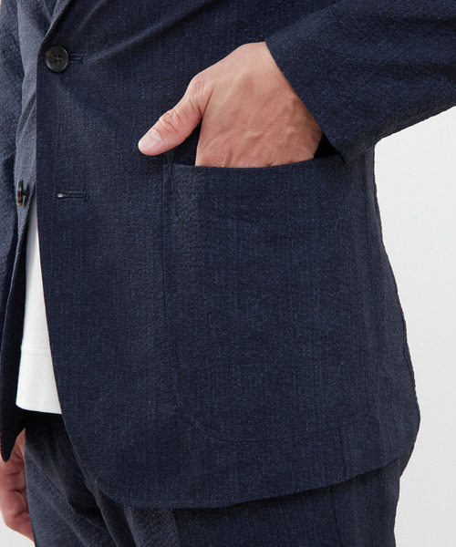 MEN'S MELROSE（メンズメルローズ）の「プリントテックサッカーイージージャケット(セットアップ可)（テーラードジャケット・メンズ・チャコールグレー/ライトグレー/ベージュ/ネイビー・3/4/5）」の20枚目の写真