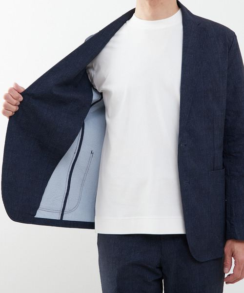 MEN'S MELROSE（メンズメルローズ）の「プリントテックサッカーイージージャケット(セットアップ可)（テーラードジャケット・メンズ・チャコールグレー/ライトグレー/ベージュ/ネイビー・3/4/5）」の21枚目の写真