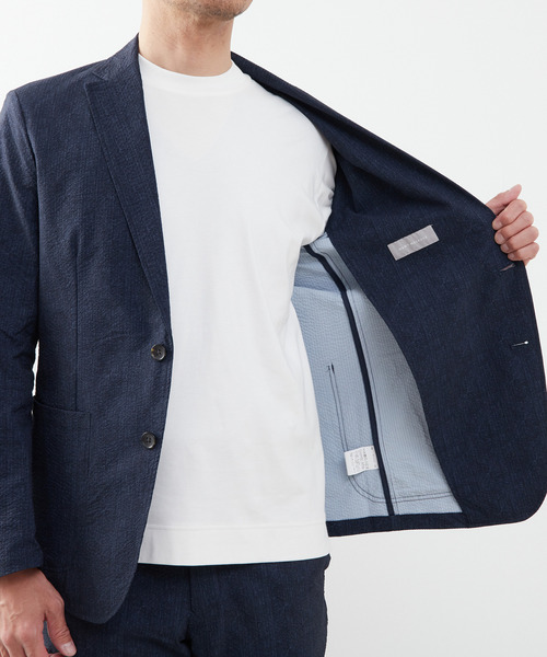 MEN'S MELROSE（メンズメルローズ）の「プリントテックサッカーイージージャケット(セットアップ可)（テーラードジャケット・メンズ・チャコールグレー/ライトグレー/ベージュ/ネイビー・3/4/5）」の22枚目の写真