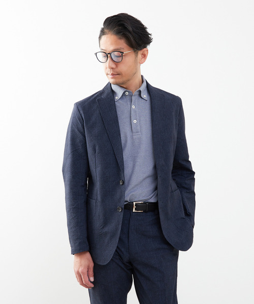 MEN'S MELROSE（メンズメルローズ）の「プリントテックサッカーイージージャケット(セットアップ可)（テーラードジャケット・メンズ・チャコールグレー/ライトグレー/ベージュ/ネイビー・3/4/5）」の5枚目の写真