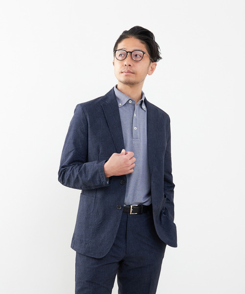 MEN'S MELROSE（メンズメルローズ）の「プリントテックサッカーイージージャケット(セットアップ可)（テーラードジャケット・メンズ・チャコールグレー/ライトグレー/ベージュ/ネイビー・3/4/5）」の6枚目の写真