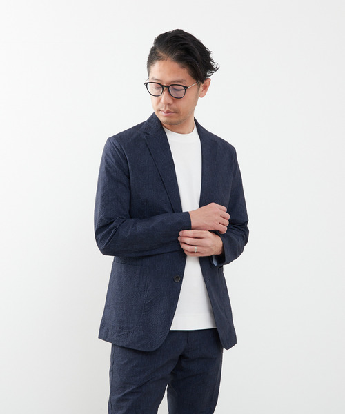 MEN'S MELROSE（メンズメルローズ）の「プリントテックサッカーイージージャケット(セットアップ可)（テーラードジャケット・メンズ・チャコールグレー/ライトグレー/ベージュ/ネイビー・3/4/5）」の10枚目の写真