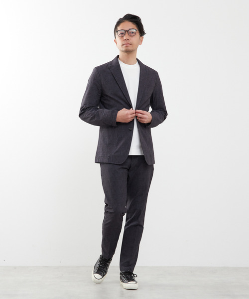 MEN'S MELROSE（メンズメルローズ）の「プリントテックサッカーイージージャケット(セットアップ可)（テーラードジャケット・メンズ・チャコールグレー/ライトグレー/ベージュ/ネイビー・3/4/5）」の16枚目の写真